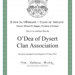 The Dysert O'Dea Clan is Registered with the Clans of Ireland